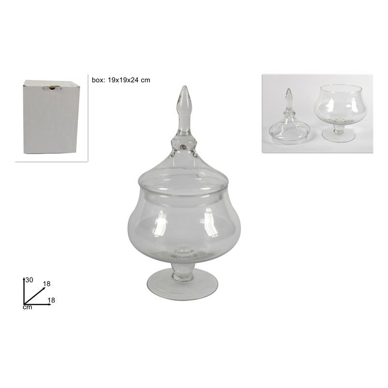 BARATTOLO VETRO GIADA C/TAPPO D.18 H 30