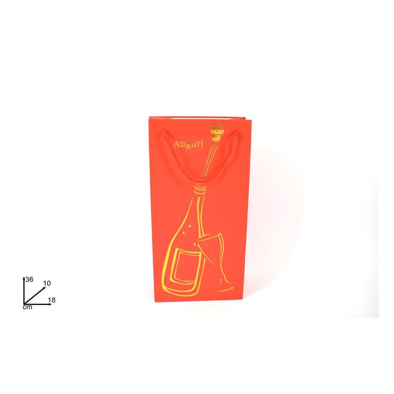 PORTABOTTIGLIA  NATALIZIA ORO FONDO ROSSO 36X18X10