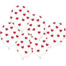 PALLONCINO 12BIANCO CUORI ROSSI PZ 6 GEMAR