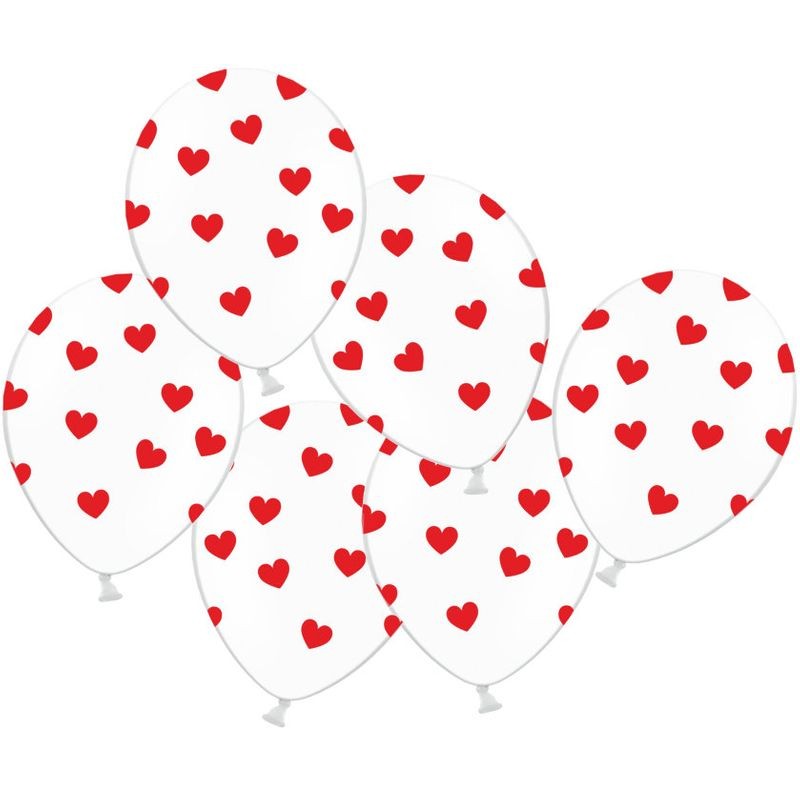 PALLONCINO 12BIANCO CUORI ROSSI PZ 6 GEMAR