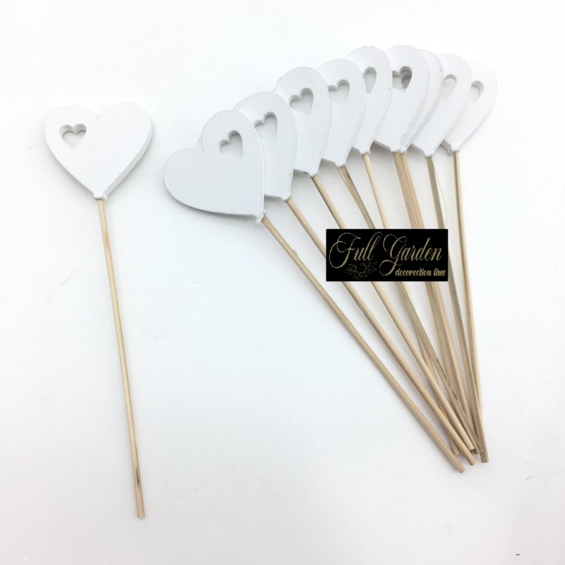 PICK CUORE BIANCO LEGNO SATINATI 5X5 12PZ