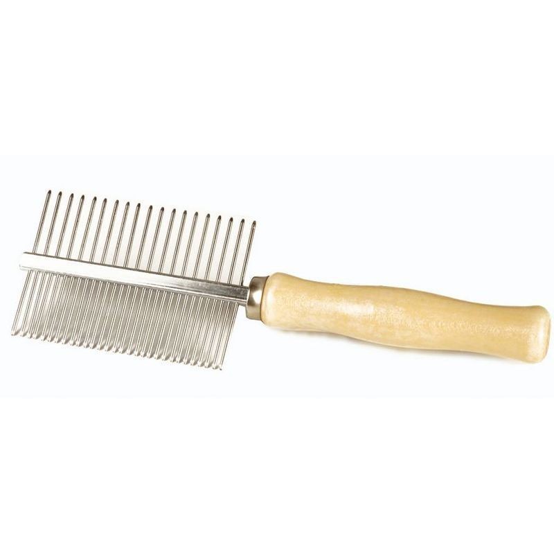 PETTINE PER ANIMALI IN METALLO C/ MANICO LEGNO