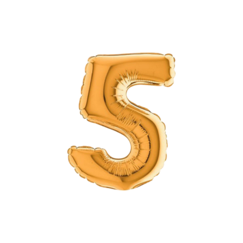 PALLONCINO MYLAR  NUMERO 5 ORO 18 CM