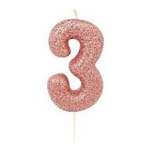 CANDELINA GLITTER N.3 CM9.5 ROSE GOLD