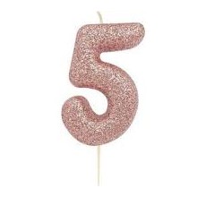 CANDELINA GLITTER N.5 CM9.5 ROSE GOLD