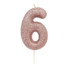 CANDELINA GLITTER N.6 CM9.5 ROSE GOLD