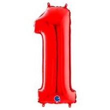 PALLONCINO 14 MYLAR NUMERO  1 ROSSO