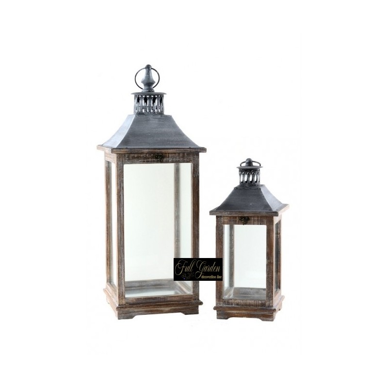 LANTERNE 1/2 QUADRE BROWN P.18X18H41.3 GR 25X25H67