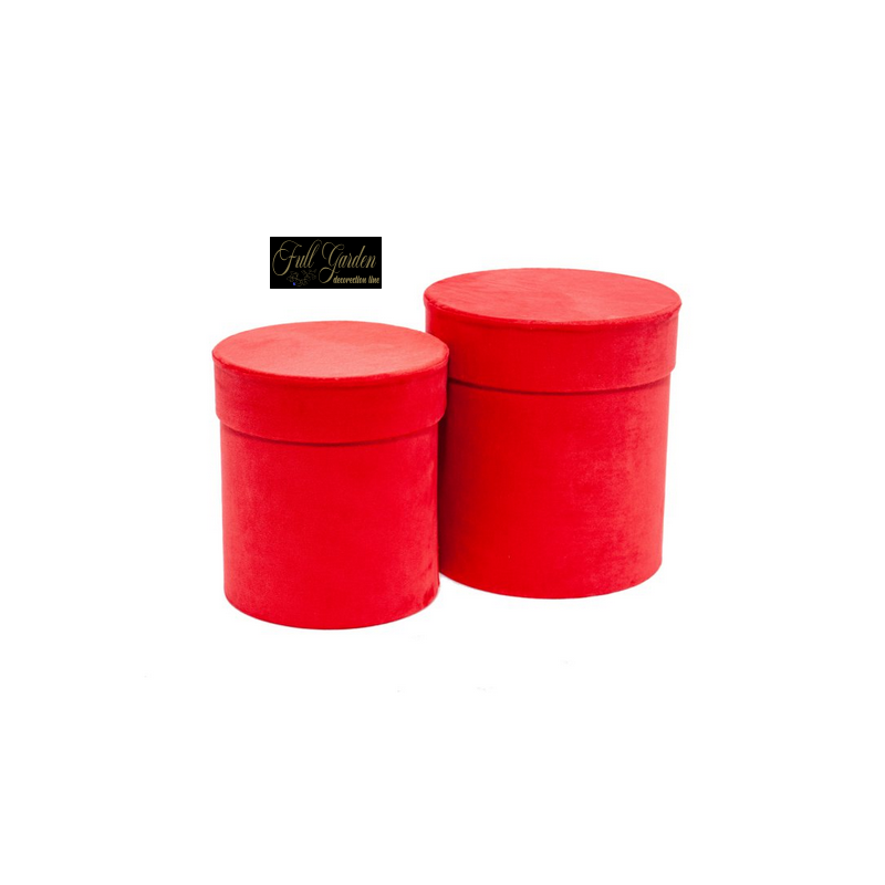 SET 2 SCATOLE VELLUTO TONDE RED