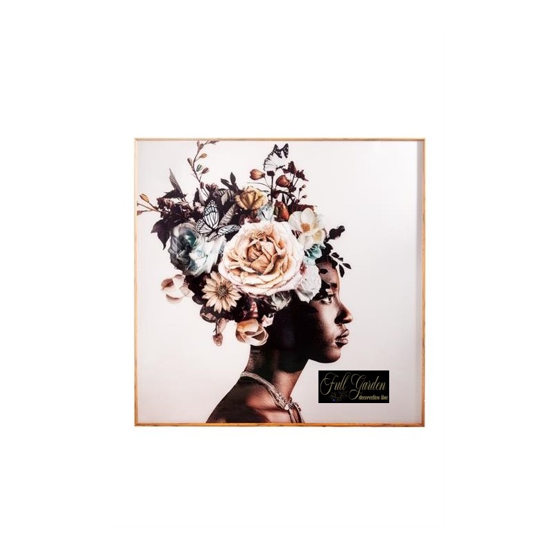 PANNELLO DONNA CON FIORI CM.120X120