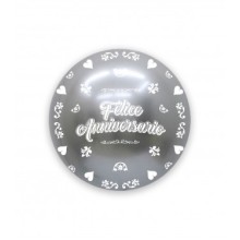 B-LOON DECO CHROME 24 ARGENTO STAMPA ANNIV BIANCA