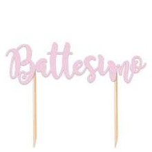 CAKE TOPPER SAGOMATO BATTESIMO ROSA 1PZ