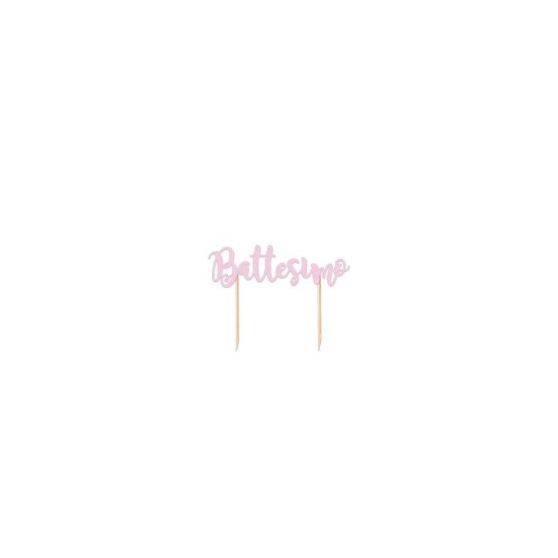 CAKE TOPPER SAGOMATO BATTESIMO ROSA 1PZ