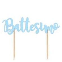 CAKE TOPPER SAGOMATO BATTESIMO CELESTE 1PZ