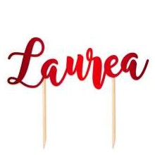 CAKE TOPPER SAGOMATO LAUREA ROSSO METAL