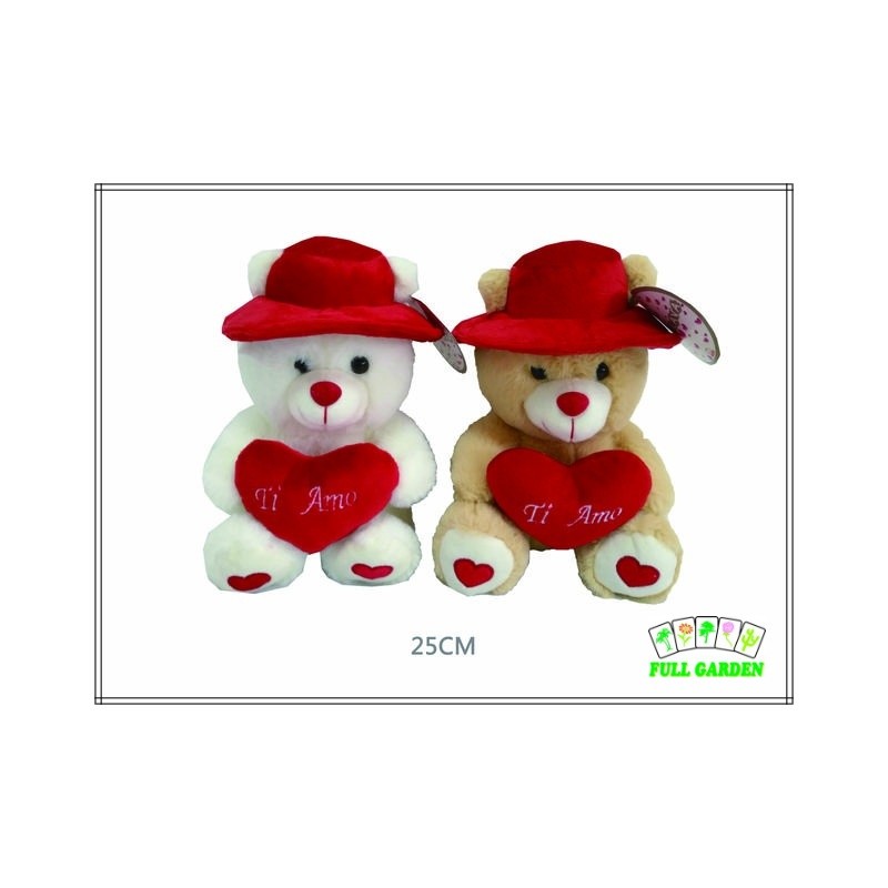 PELUCHE ORSO CON CAPPELLO E CUORE 25CM