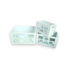 CASSETTA TRIS CUORE LASERATO BIANCO