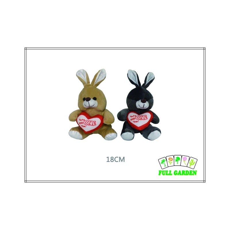 PELUCHE CONIGLIO CON CUORE 18CM 2ASSORTITI