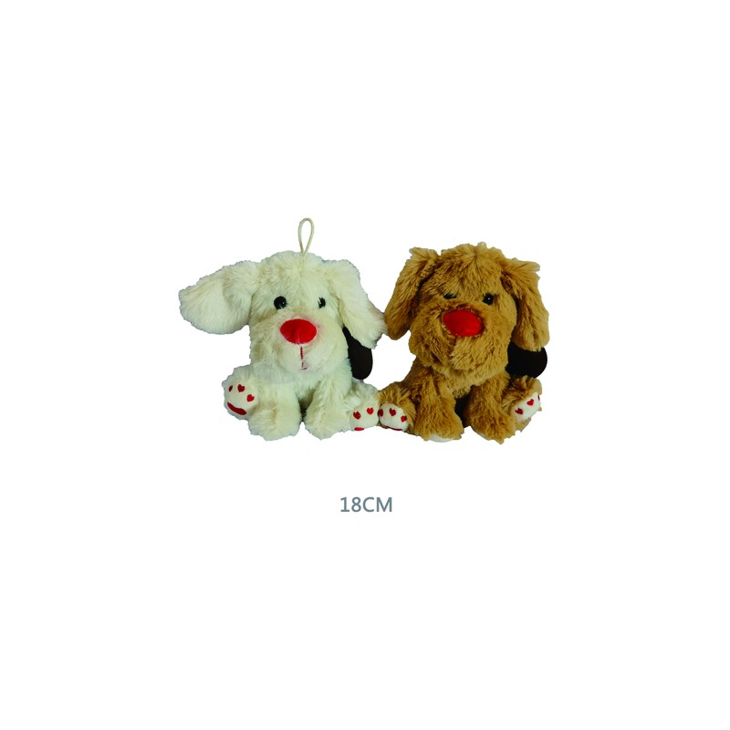 PELUCHE CANE SIMPATICO 18CM 2PZ