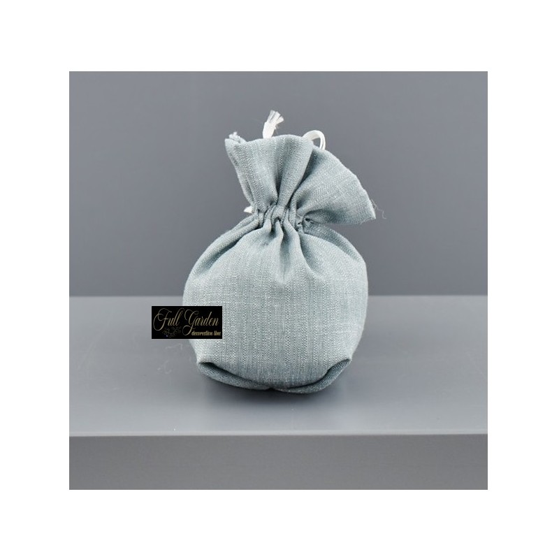 SACCHETTO TONDO CELESTE MELANGE LINO H.11 X 10