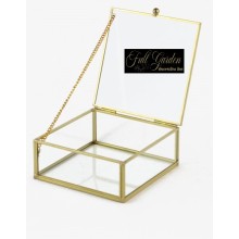 COFANETTO QUADRO VETRO/METALLO ORO 12X12 H.5