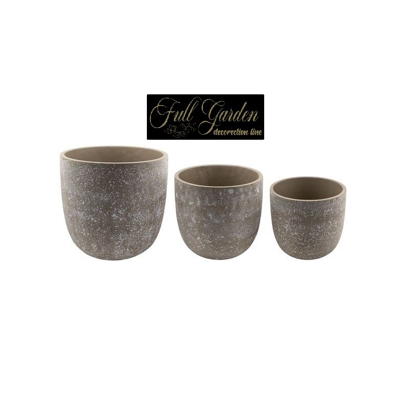 SET 3 VASI ORCHIDEA CEMENTO PUNTINATO H.290X300