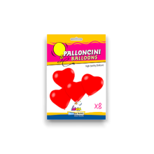 8 PALLONCINI  CUORI PASTELLO ROSSO 11 25 CM