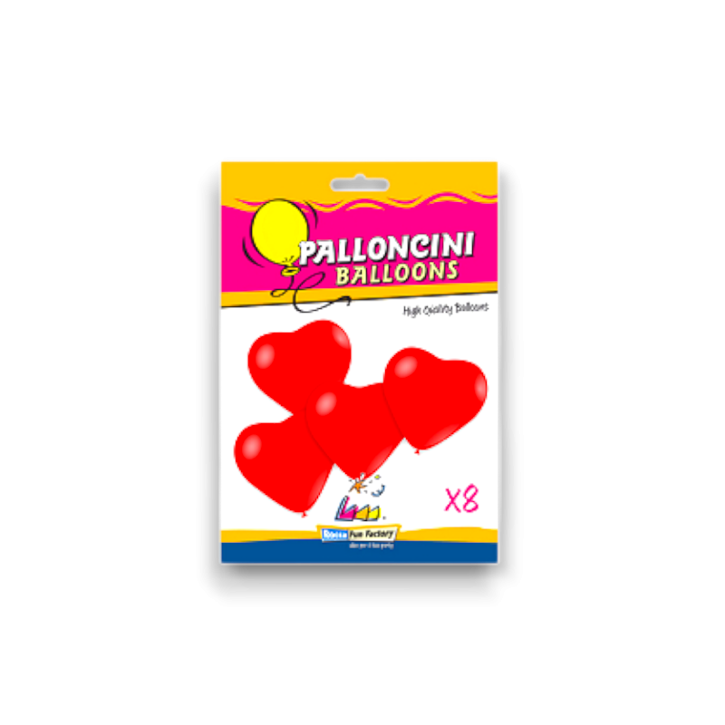 8 PALLONCINI  CUORI PASTELLO ROSSO 11 25 CM