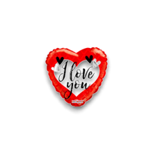 MYLAR CUORE  I  LOVE YOU ROSSO E BIANCO  18
