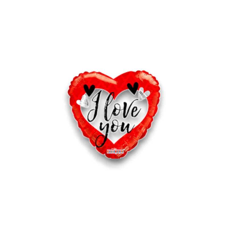 MYLAR CUORE  I  LOVE YOU ROSSO E BIANCO  18