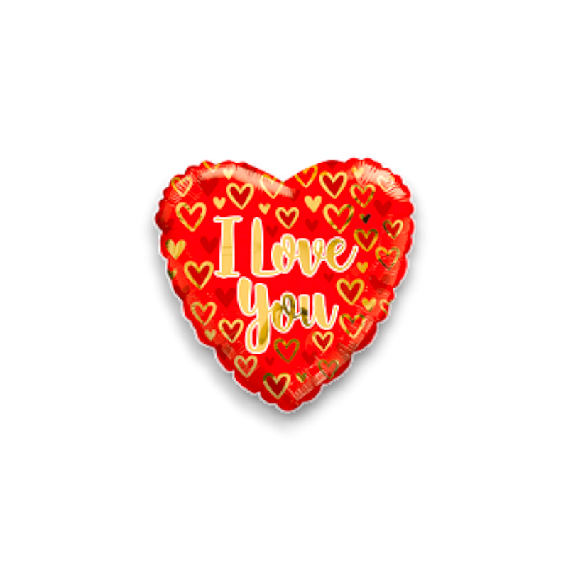 MYLAR CUORE  I  LOVE YOU ROSSO E ORO  18