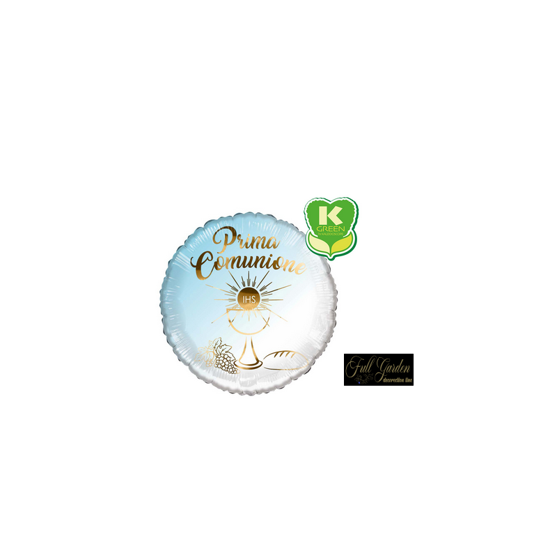 PRIMA COMUNIONE CELESTE TONDO 18 MYLAR