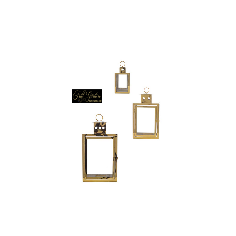 LANTERNE METALLO/VETRO GOLD CM.22X22X39 S3