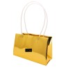 BORSA X 10 PLASTICA ORO LUCIDA C/MANICO  RETTANGOL
