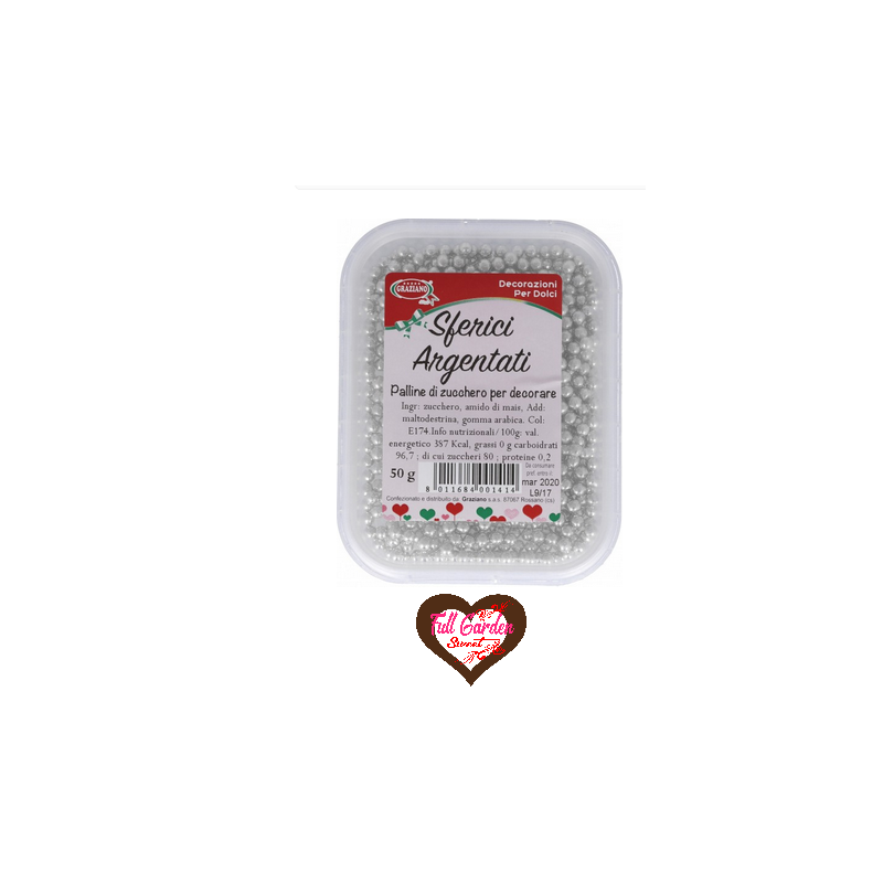 PALLINE  DI ZUCCHERO ARGENTO  GR.50 GRAZIANO