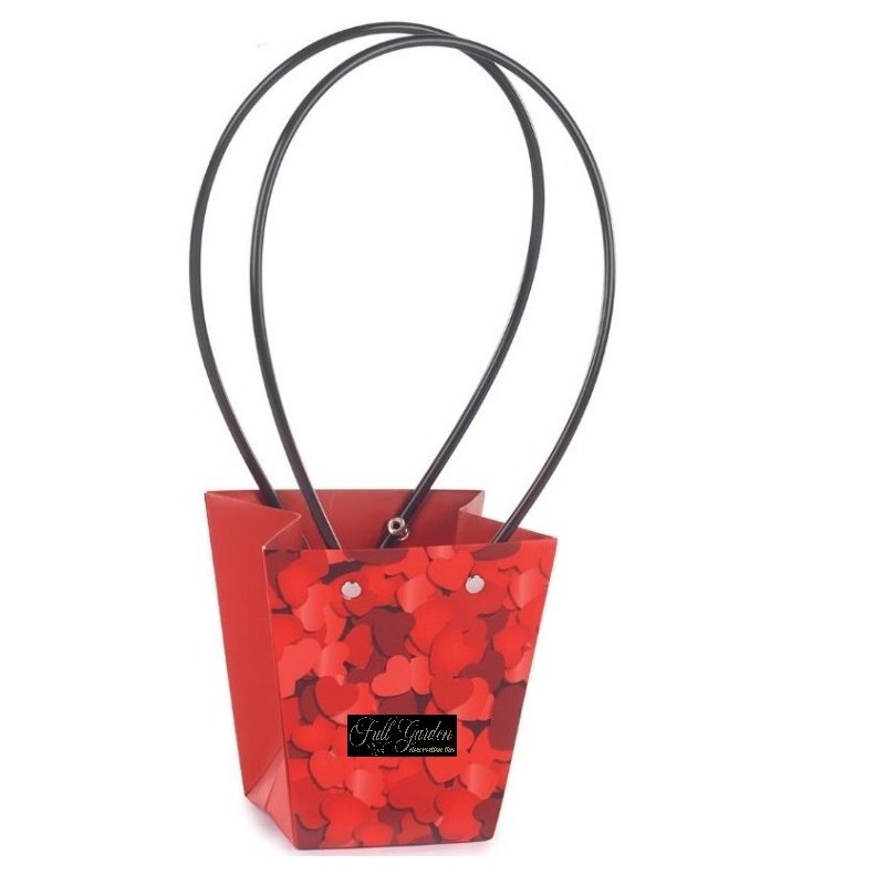 BORSA ROSSA CON  CUORI PZ 10 CON CATENELLA