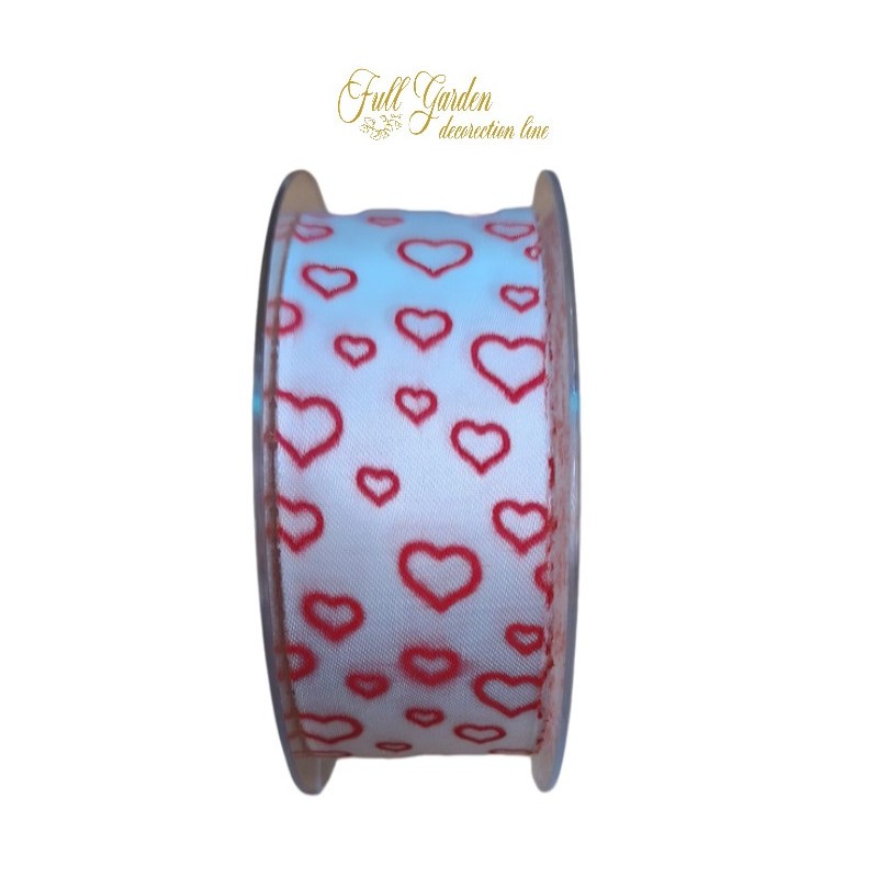 NASTRO ROYAL BIANCO CUORI ROSSI MM40X50MT