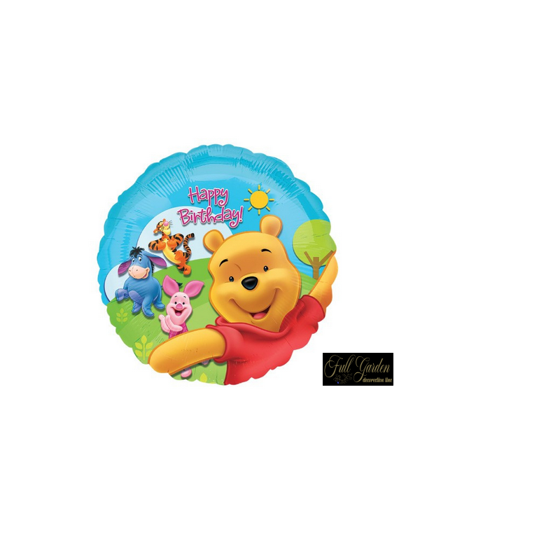 MYLAR WINNIE THE POOH HAPPY BIRTHDAY TONDO 18