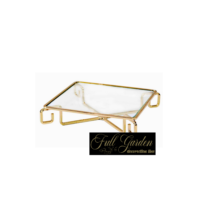 ALZATA QUADRA VETRO/ORO FINE 20X20H5