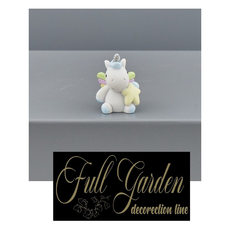 UNICORNO ARCOBALENO CELESTE MINI 3,5X4X4.5