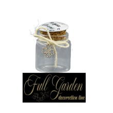 BARATTOLO VETRO FRASE  QUADRIFOGLIO ORO 4,5X4,5X6