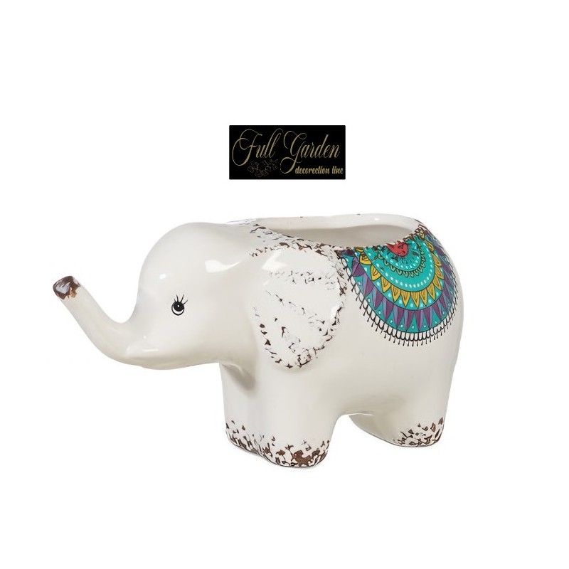 ELEFANTINO 17*9 H 10 WHITE MANDALA