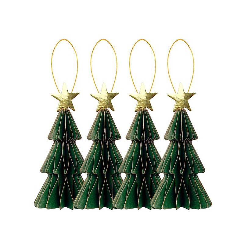 4 ALBERI IN CARTA CM.10 VERDONE/ORO