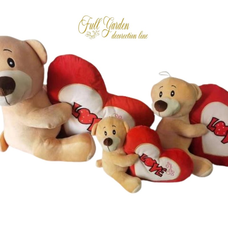 PELUCHE ORSO CUORE IN MANO CM.17