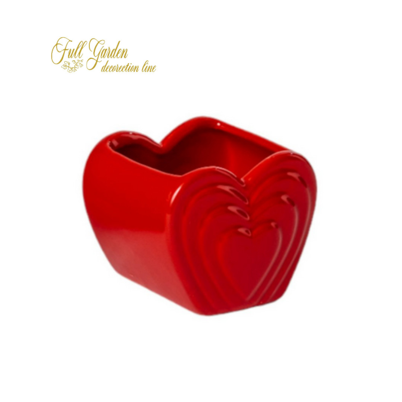 VASO CUORE ROSSO CERAMICA 9,5X9,5H8