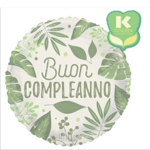 MYLAR  BUON COM0PLEANNO TONDO VERDE 18
