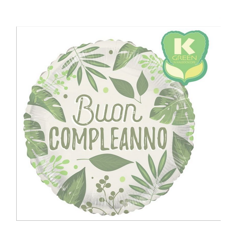 MYLAR  BUON COM0PLEANNO TONDO VERDE 18