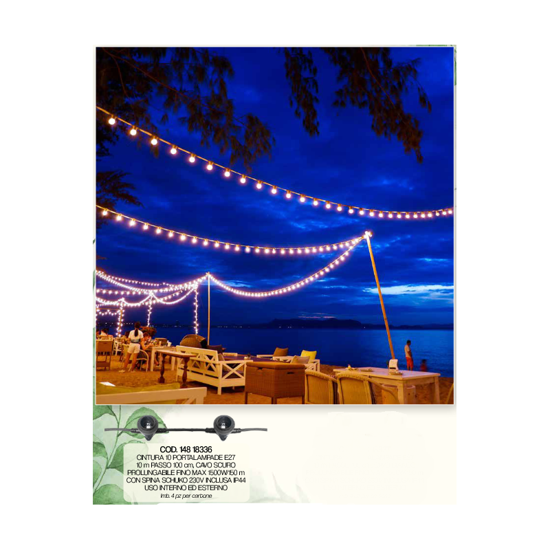 CINTURA 10 PORTALAMPADE CAVO SCURO 10MT