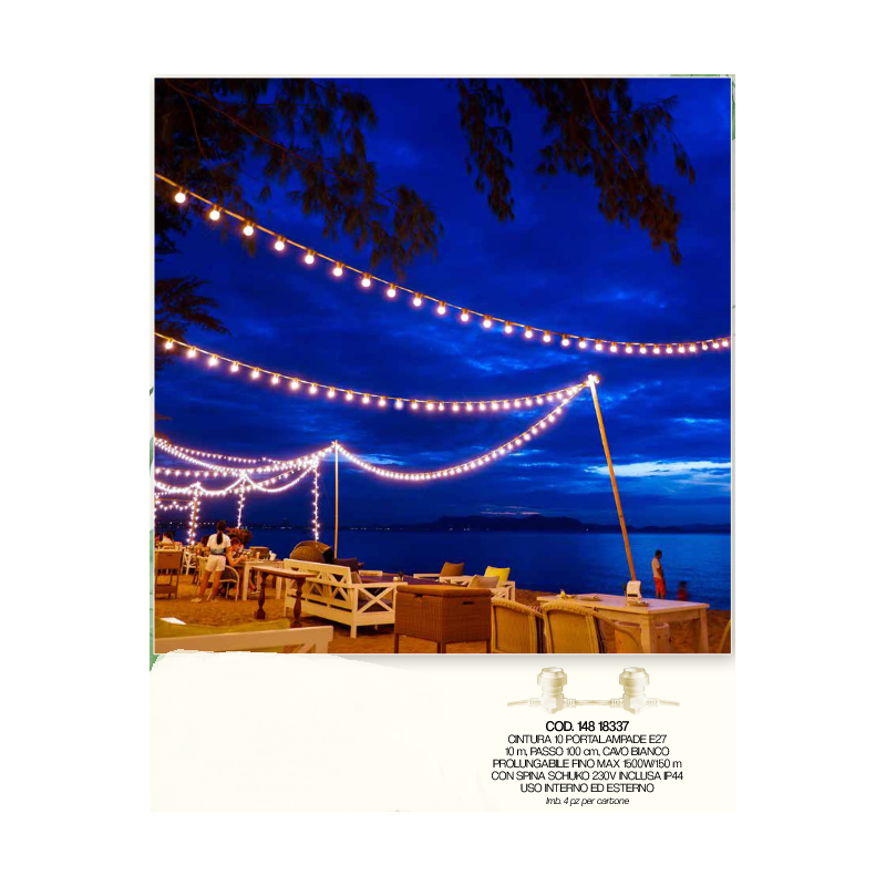 CINTURA 10 PORTALAMPADE CAVO BIANCO 10MT