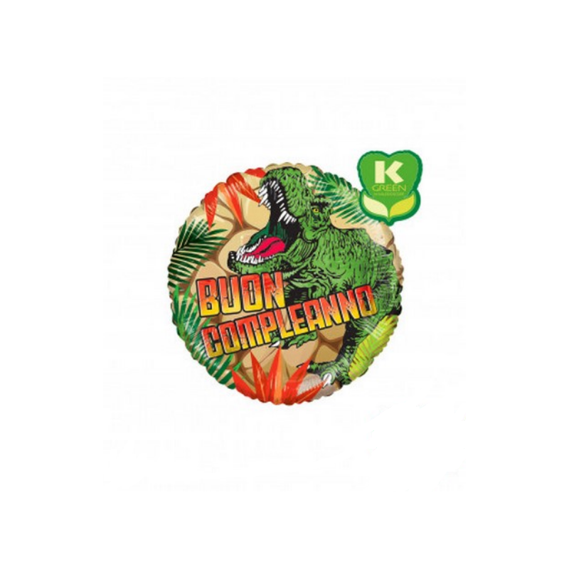 PALLONCINO  18- 45CM BUON COMPLEANNO T-REX
